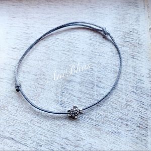 Dainty Silver Plated Turtle Wax Cord Bracelet